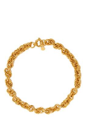 Maille Rond Entrecoise Vintage Chain Necklace, Gold-Plated Brass
